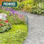 proworx green small garden fence border curve wire on a desk or shelf