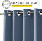 NICETOWN 2 Panels Weighted Outdoor Curtains for Patio Waterproof, Thermal Insulated Grommet & Back Tab on Top & Bottom Windproof Sun Blocking Draperies for Gazebo with Rope, Stone Blue, W66 x L84