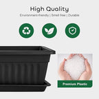 GROWNEER 3 Packs 17 Inches Black Flower Window Box Plastic Vegetable Planters Long Pots with 15 Pcs Plant Labels for Outdoor Indoor Windowsill Patio Garden Home Decor Porch