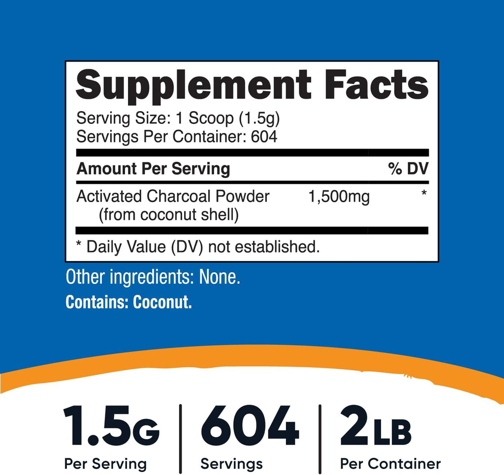 nutricost activated charcoal powder 2lbs, food grade powder shown in use