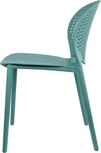 2xhome Set of 2 Patio Dining Chairs | Modern Stackable Outdoor Pool Side Chair | Weather Resistant Plastic for Yard, Porch, Balcony, Kitchen, Teal