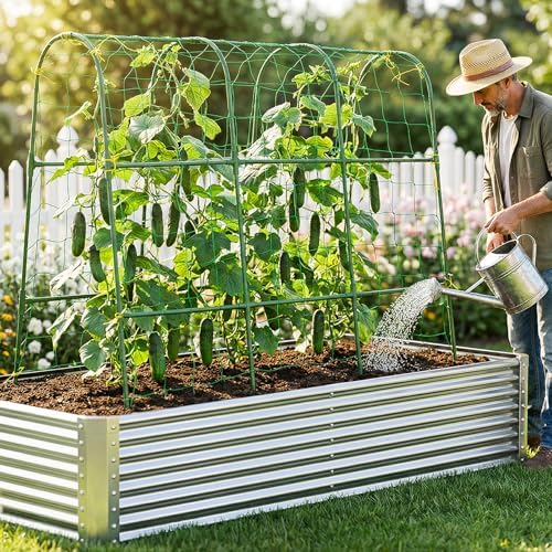 48x46 in u-shape cucumber trellis for climbing plants on a desk or shelf