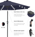 ABCCANOPY Durable Solar Led Patio Umbrellas with 32LED Lights 9FT (Navy Blue)