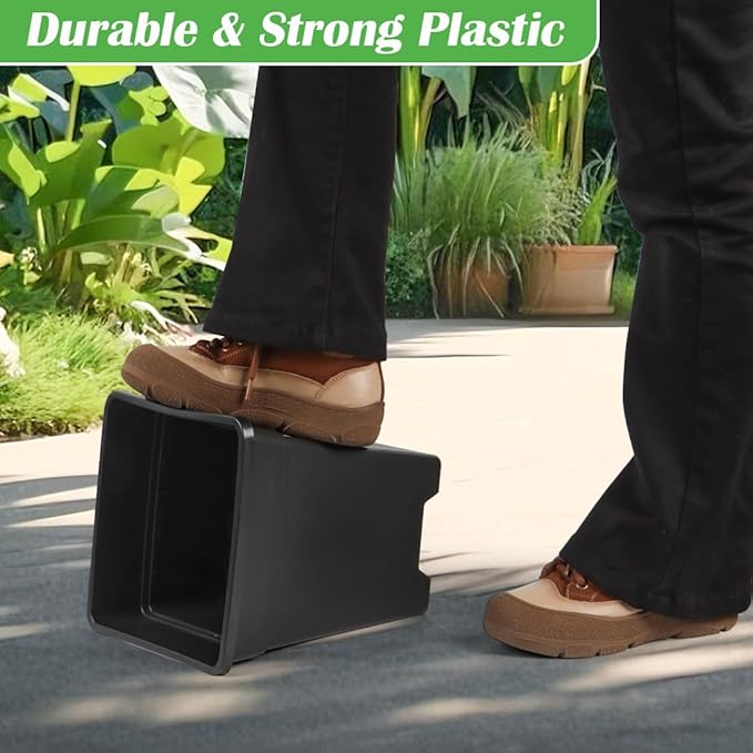 BTPLASTIK Plant Pots 10 Inch Set of 5, Large Square Plastic Planter with Drainage & Saucer, 5 Gallon Thick Outdoor Garden Pots Container for Outdoor Indoor, Flower Pots Planters