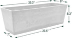 Arcadia Garden Products U65CT Plastic/Stone/Wood Composite Simplicity Window Box, No Drainage Hole (Drillable), Patio Plant Container, Indoor Outdoor Planter, 25.5" x 9, Cement Color