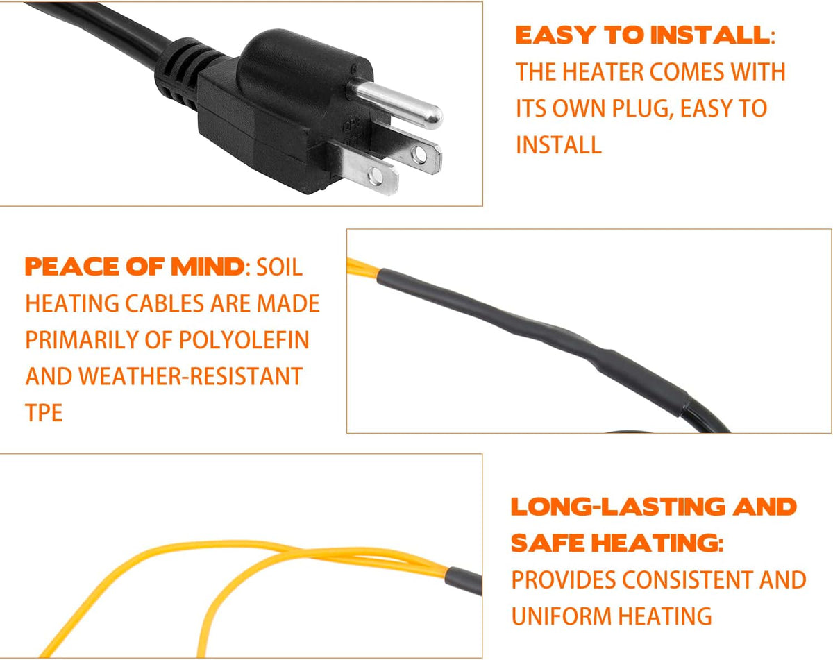 soil heating cable 49 ft electric soil warming, package contents