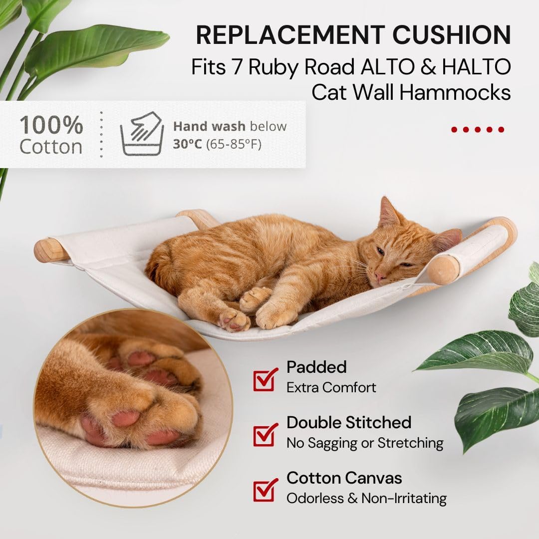 Cat Wall Hammock Replacement Cushion - Fits Alto & HALTO Only | The padded cotton canvas cushion that slides onto your existing frame in under a minute. Cushion only, frame not included
