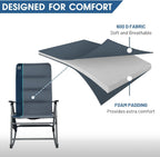 Timber Ridge Oversized Folding Rocking Camping Chair, Padded Outdoor Rocker with High Back, Portable Outdoor Chair for Patio, Garden, Lawn, Supports up to 400 lbs, Blue | Foldable Padded Outdoor Rocker with High Back, Portable Outdoor Chair for Patio