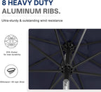 ABCCANOPY Durable Solar Led Patio Umbrellas with 32LED Lights 11FT (Deep Blue)