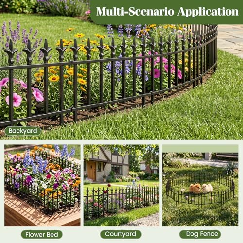 giantex 10 panels decorative metal garden fence, 18, view 9