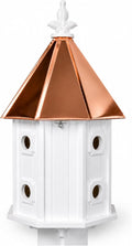 Two-Story 8 Compartment Songbird Weather-Resistant Birdhouse with Copper Roof, Made in The USA (H14C) (4" x 4" Mount)