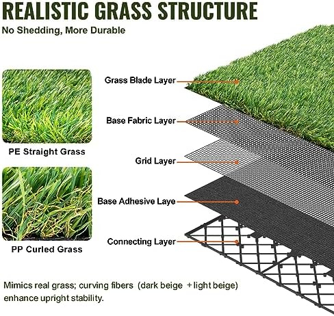 vevor artifical grass tiles interlocking turf deck set, side view