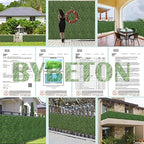 bybeton 24pk 10"x10" fake boxwood greenery backdrop privacy showing dimensions