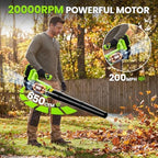 20v electric weed wacker & 650 cfm leaf, side view