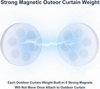 2LB Heavy Duty Outdoor Curtain Weights, Strong Magnetic Gazebo Curtain Weights, Rubber Covered Waterproof Drapery Weight, Prevent Curtain Liner from Blowing Around, White, 4 Pairs