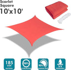 KANAGAWA Sun Shade Sail 10'x10' Scarlet Rectangle UV Block Canopy Awning Shelter Fabric Cloth Screen for Outdoor Patio Garden Backyard