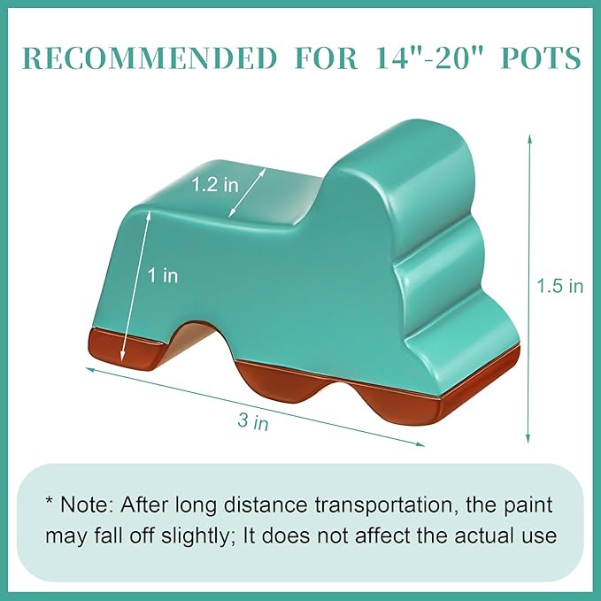 Kigeli 12 Pcs Resin Pot Feet for Outdoor Planters 3 Inch Long 1.5 Inch Tall Flower Handmade Elevator Plant Feet Frost Proof Lifter for 14-20 in Pot(Vintage Blue)