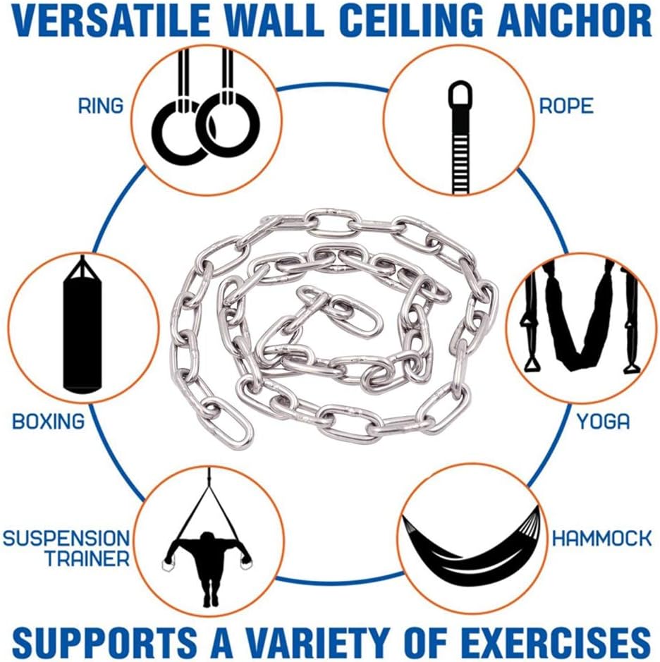 Heavy Duty Swing Chains 1/5" x 40" with 4 Carabiners, 500 LB Capacity Stainless Steel Hanging Swing Set for Hammock Punching Bags Indoor Outdoor Ues (2 Pack)
