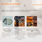 Smoke and Sizzle – Stainless Steel Charcoal Basket and Drip Tray for Weber Kettle 22" Grills,Summit,Performer – All-in-One BBQ Smoker Accessory
