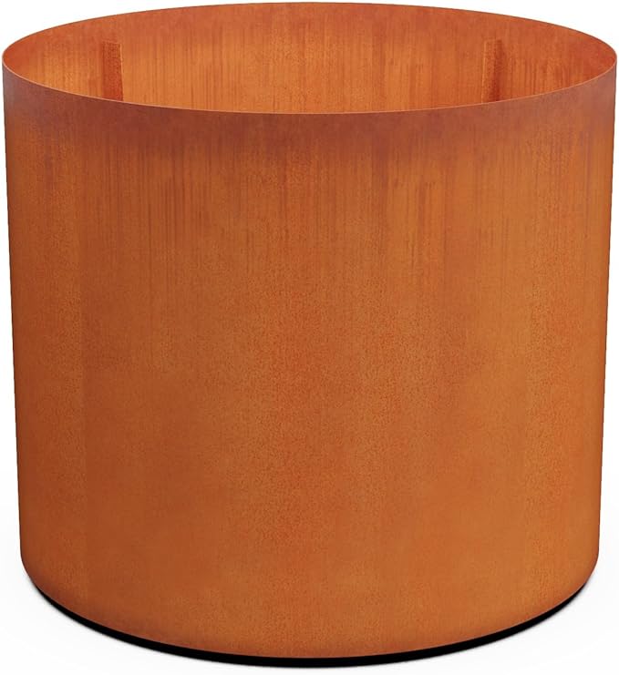 PLANTERCRAFT Corten Steel Metal Planter Box, Round Sizes, Modern Garden Steel planters for Commercial and Residential Outdoor Use.