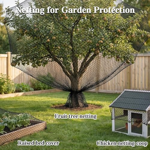25 ft bird netting, 1/2" mesh garden netting, close-up detail