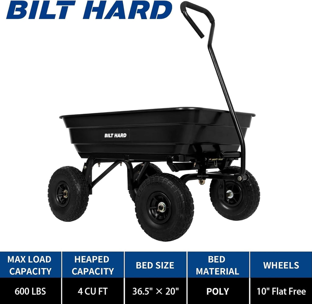 bilt hard 4 cu.ft. 10" no-flat tires poly, package contents