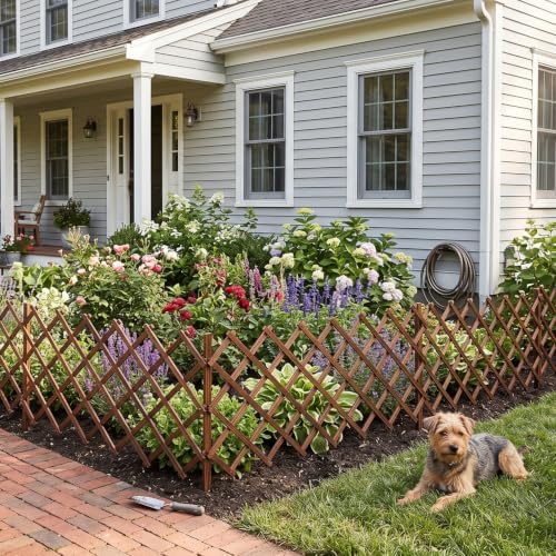 avalution decorative garden fence outdoor,total 12in(h) x 11.6, front angle view