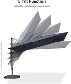 PURPLE LEAF 11' X 8' Left-right Tilting Patio Umbrella Outdoor Cantilever Swivel Rectangle Umbrella with Tilt Aluminum Offset Umbrella with 360-degree Rotation for Garden Deck Pool Patio Grey