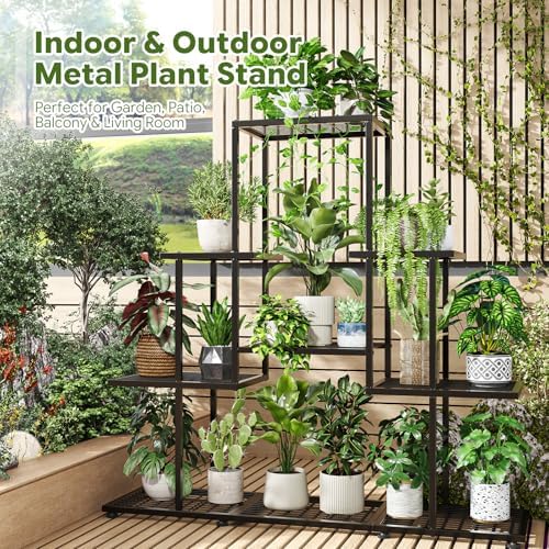 ekisemio 5 tier metal plant stand - heavy showing dimensions