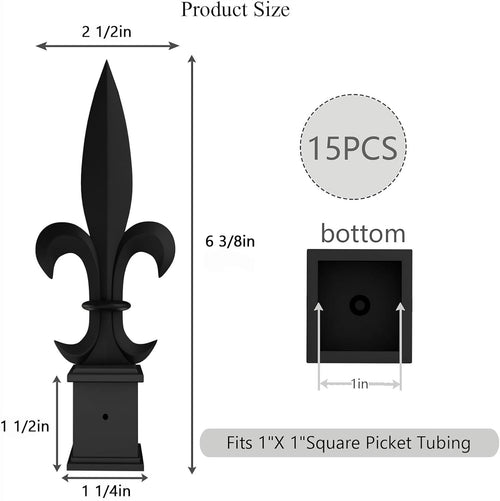 metal fence finials fits 1" square post- aluminium shown in use