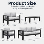 5 pieces modern aluminum patio furniture set, outdoor on a desk or shelf