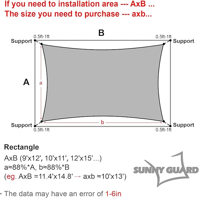 SUNNY GUARD Custom Size 10'x18' Sand Sun Shade Sail Rectangle UV Block Shade for Backyard Yard Patio Deck Garden(Customized)