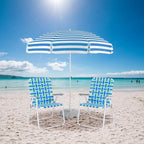 VINGLI Oversize Patio Lawn Webbed Folding Chairs Set of 2, Outdoor Beach Chair Portable Dining Chair for Outdoor Yard, Garden (Blue, Oversized)