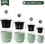 T4U 4.5 Inch Plant Pots Self Watering, 6 Pack African Violet Pots, Small Plant Pots for Plants, Small Indoor Plant Pot, Self Watering Planter for African Violet, Succulents (6 Pack 4.5" Pots, Green)