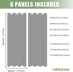 HolidayIdeas Outdoor Curtains for Patio Waterproof, 6 Panels - 54x84 Inches - Weatherproof Privacy Outsides Curtains for Cabana Porch Pergola, Sunlight & UV Blocking (Grey, Grommet Top)