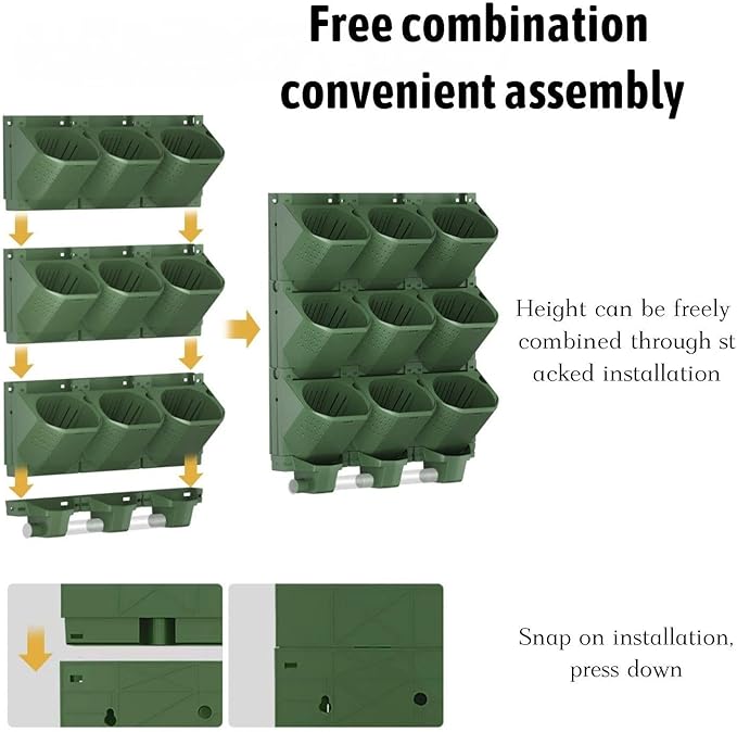 36 Pockets Living Wall Planter Indoor, Self Watering Wall Hanging Planters for Outdoor Plants Stackable, Cascading Vertical Planter Garden (36 planters Set)