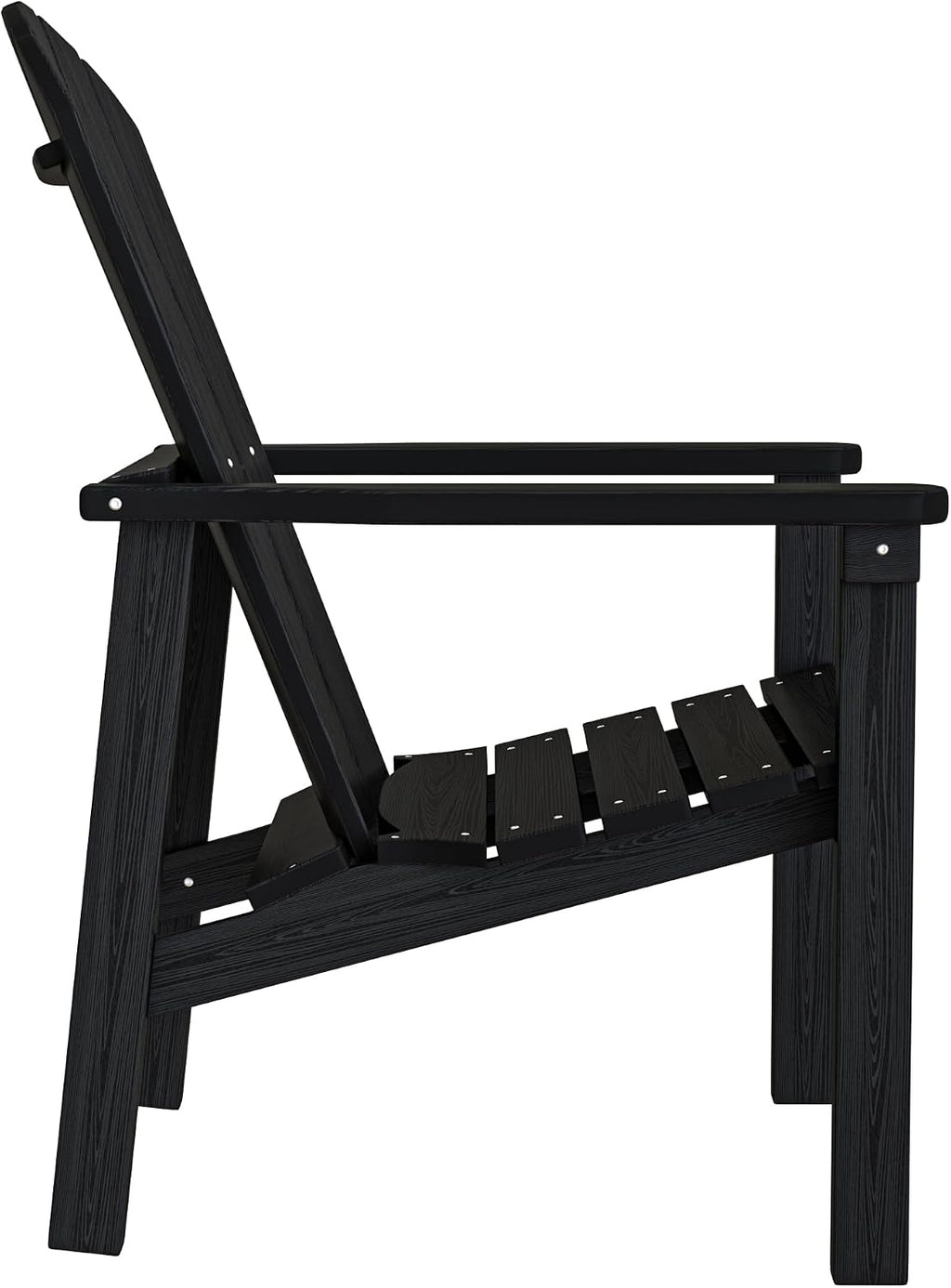 Compact Stackable Adirondack Chairs Set of 4,HDPE,Black | 26.3" Wide HDPE,380lb,All-Weather Outdoor.Maintenance-Free.Stackable for Storage.25°Curved Straight Backrest.Quick Assembly