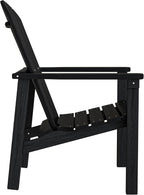 Compact Stackable Adirondack Chairs Set of 4,HDPE,Black | 26.3" Wide HDPE,380lb,All-Weather Outdoor.Maintenance-Free.Stackable for Storage.25°Curved Straight Backrest.Quick Assembly