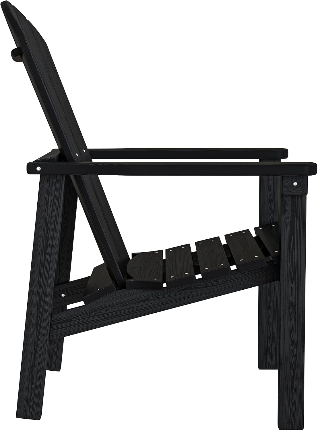 Compact Stackable Adirondack Chairs Set of 4,HDPE,Black | 26.3" Wide HDPE,380lb,All-Weather Outdoor.Maintenance-Free.Stackable for Storage.25°Curved Straight Backrest.Quick Assembly