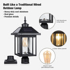 Solar Post Light Outdoor, Upgraded ST4342Q Dusk to Dawn Solar Lamp Post Light with Pier Mount Base Bright Sandy Colored LED, Waterproof Aluminum Fence Pole Lights for Gates Yard Path Garden