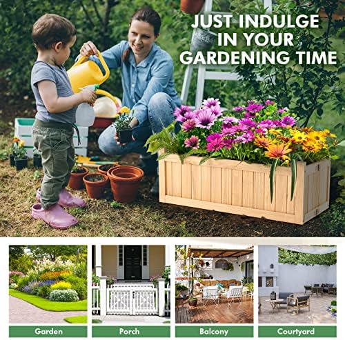 s afstar outdoor wooden planter box, folding raised, front angle view