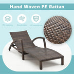 Chaise Lounge Chairs Outdoor Set of 4, Comfy Outside Wicker Patio Pool Lounge Chair w/ 5 Adjustable Back Angle, Cup Holder, Thicken Cushion