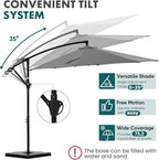 OLIXIS Offset Patio Umbrella, 9.7FT Cantilever Table Umbrellas for Outdoor Sun Shade UV Protection with Easy Tilt Adjustment, 8 Ribs for Backyard, Lawn, Garden, Pool - Grey