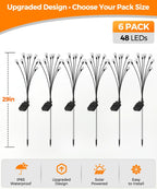 6 Pack Solar Garden Lights 48 LED, Solar Lights Outdoor Waterproof IP65, Decorative Garden Lights Solar Powered for Yard Patio Pathway Decor, Outside Fairy Firefly Lights Garden Gifts
