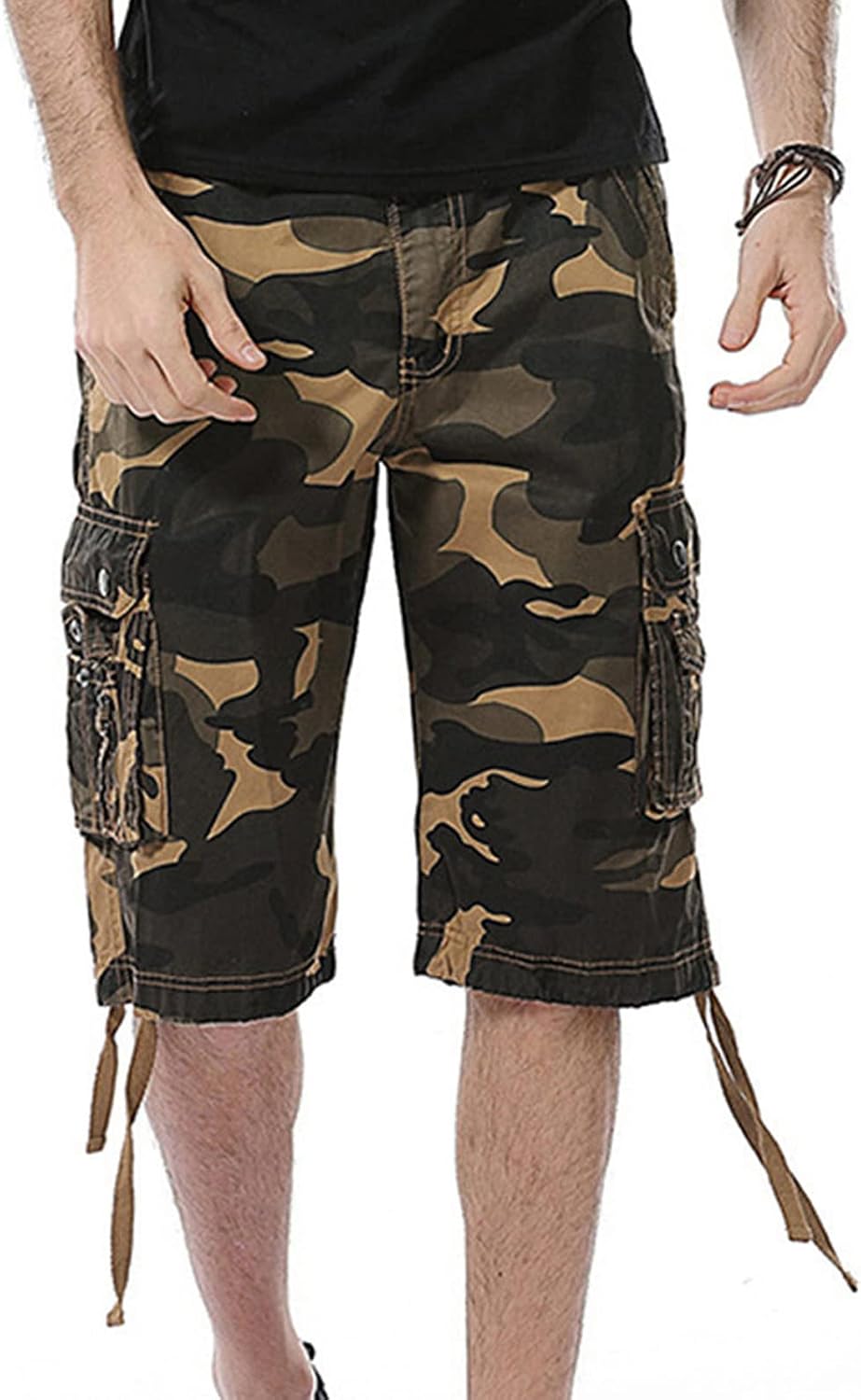 Maiyifu-GJ Men Relaxed Fit Camo Cargo Shorts Camouflage Multi Pockets Outdoor Short Pants Lightweight Loose Military Short