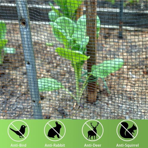 garden netting 7.5x100ft, 1/2" square mesh heavy duty showing dimensions