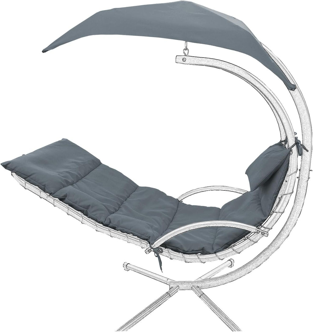 Hanging Lounge Chair Replacement Cushion with Umbrella Fabric, Fade Resistant Breathable Replacement Cushion Pad for Outdoor Curved Hanging Hammock Swing Chair (Dark Gray)