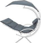 Hanging Lounge Chair Replacement Cushion with Umbrella Fabric, Fade Resistant Breathable Replacement Cushion Pad for Outdoor Curved Hanging Hammock Swing Chair (Dark Gray)