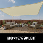 GORILLA GRIP Heavy Duty Sun Shade, UV Protection Fade Tear and Rust Resistant Rectangle Sunshade Canopy, Curved Edges Blocks Sunlight, Breathable Sail, Outdoor Patio, Lawn Garden, 8x12 FT Butter Cream