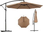 Backyard Expressions 10FT Cantilever Patio Umbrella – Outdoor Offset Hanging Umbrella with Smooth Crank, Tilt Adjustment & UV Protection – Heavy-Duty Steel Frame (Base Not Included)